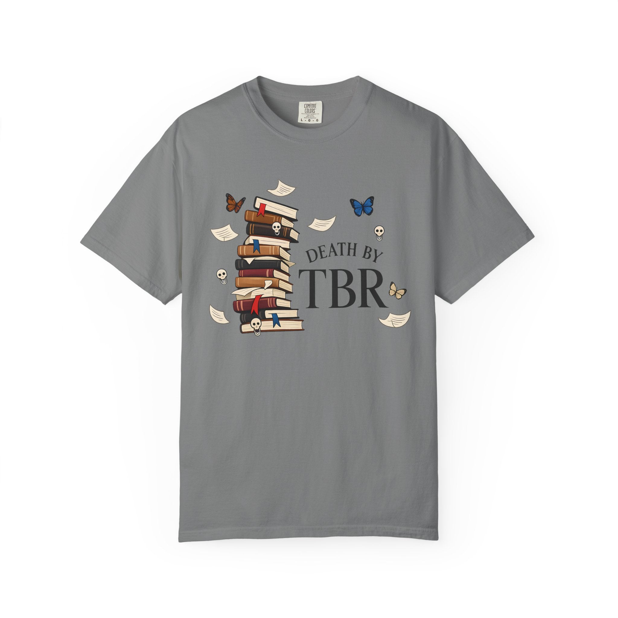 Death by TBR Book Stack T-Shirt — Reader Gift Graphic Tee