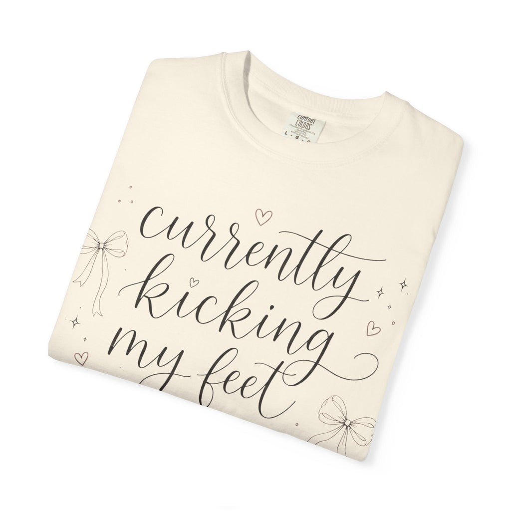 Graphic T-Shirt — “Currently Kicking My Feet Over Fictional Men” Printed Tee for Book Lovers