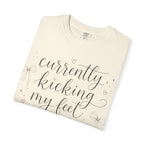 Graphic T-Shirt — “Currently Kicking My Feet Over Fictional Men” Printed Tee for Book Lovers