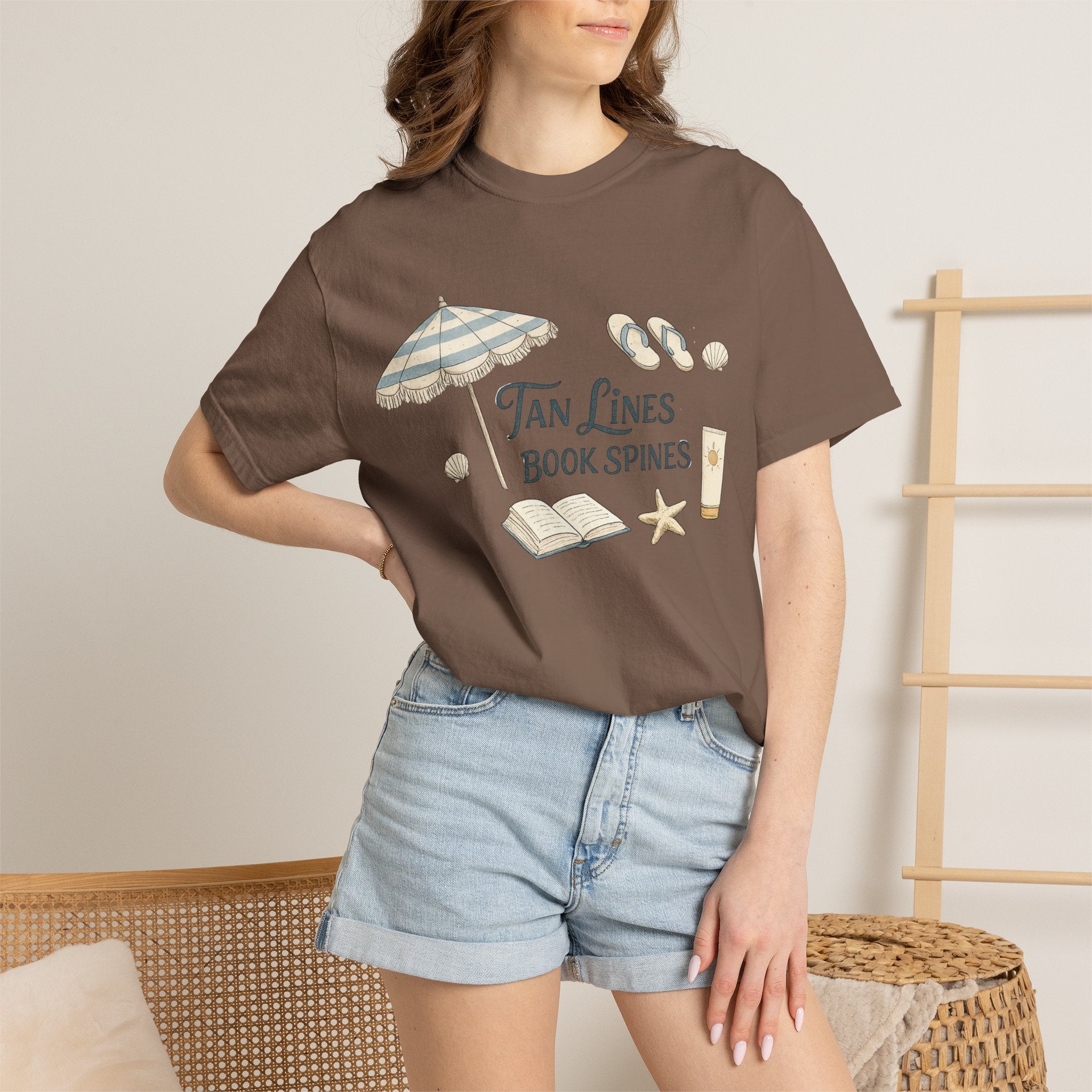 Beach Reading T-Shirt — "Tan Lines, Book Spines" Summer Graphic Tee