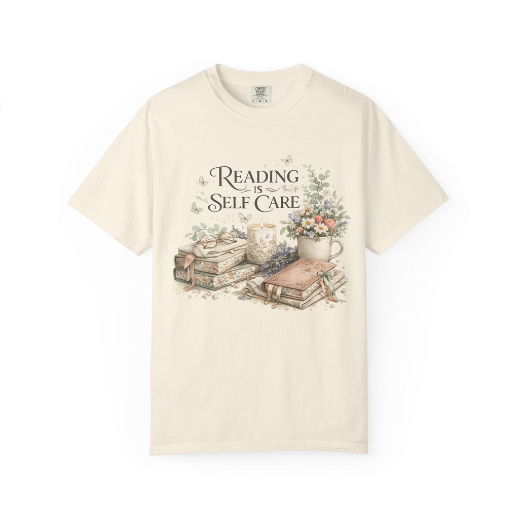 Reading Is Self Care T-Shirt — Cozy Floral Book Lover Tee