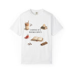 Coffee Icy, Books Spicy T-Shirt — Literary Coffee Lover Tee
