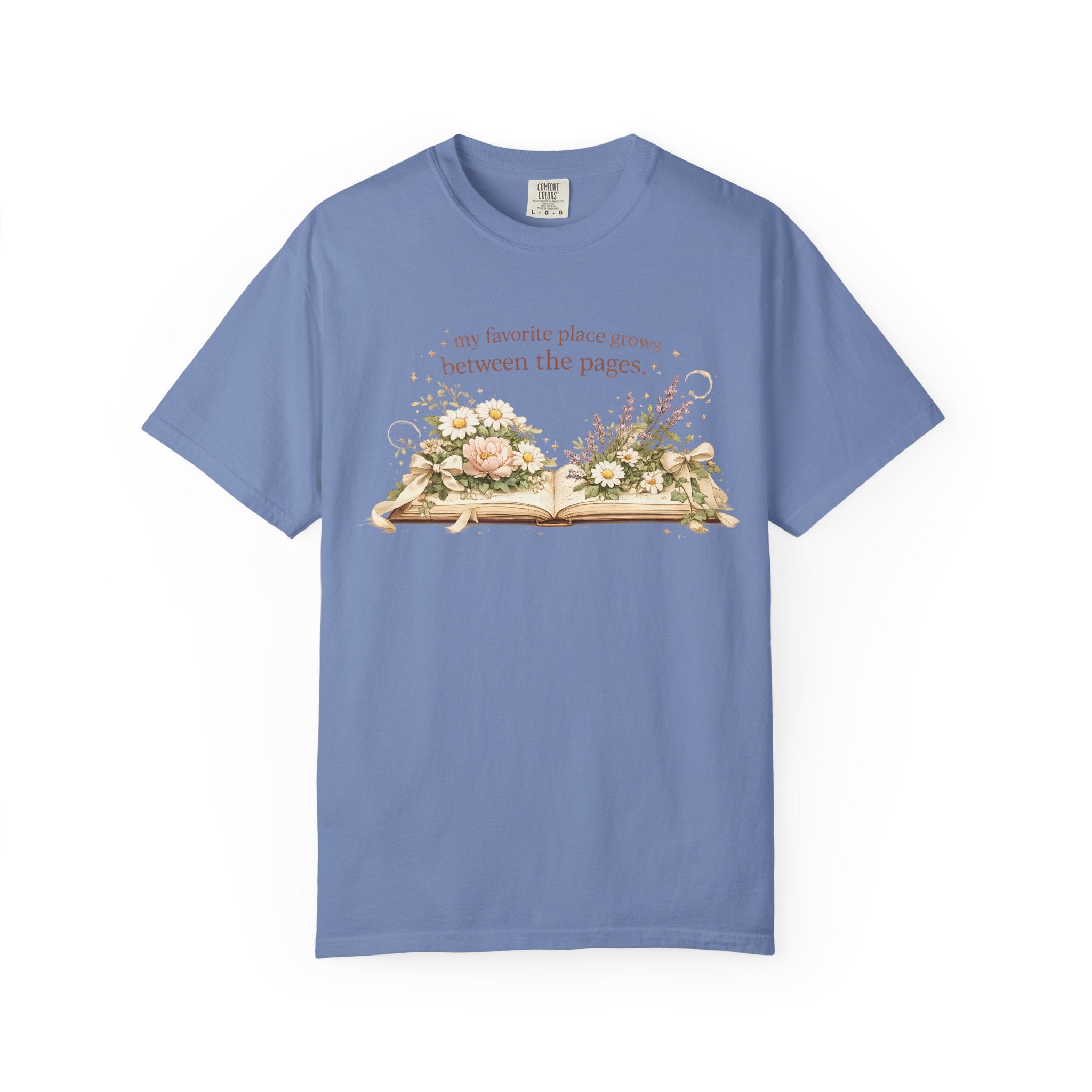 Book Lover Floral T-Shirt — "My favorite place is between the pages" Reading Tee
