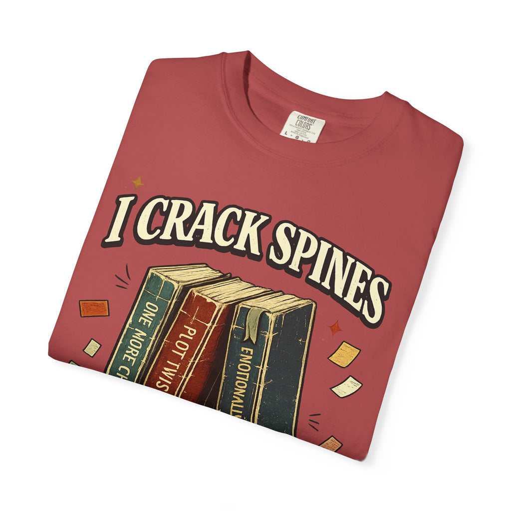 Book Lover T-Shirt — "I Crack Spines and I'll Do It Again" Vintage Stack Graphic