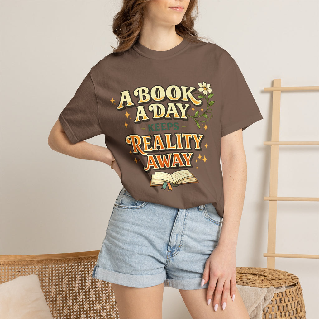 T-Shirt — “A Book A Day Keeps Reality Away” Vintage Reading Tee