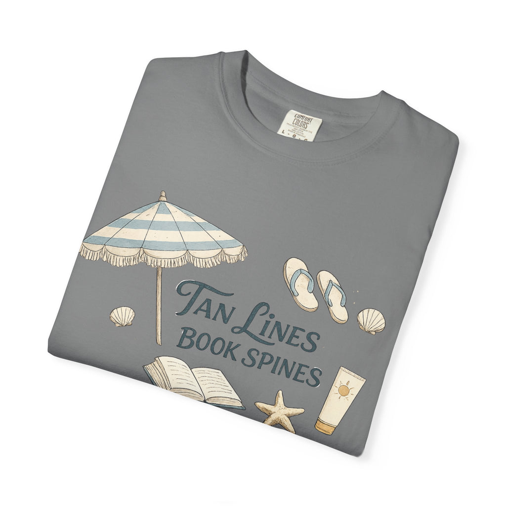 Beach Reading T-Shirt — "Tan Lines, Book Spines" Summer Graphic Tee