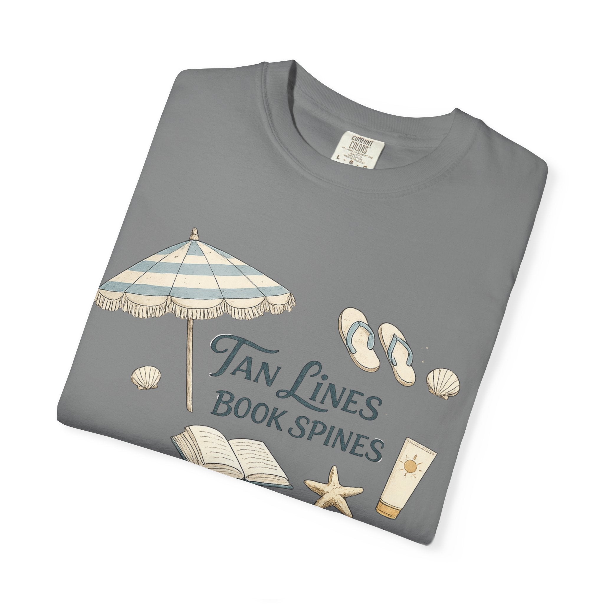 Beach Reading T-Shirt — "Tan Lines, Book Spines" Summer Graphic Tee