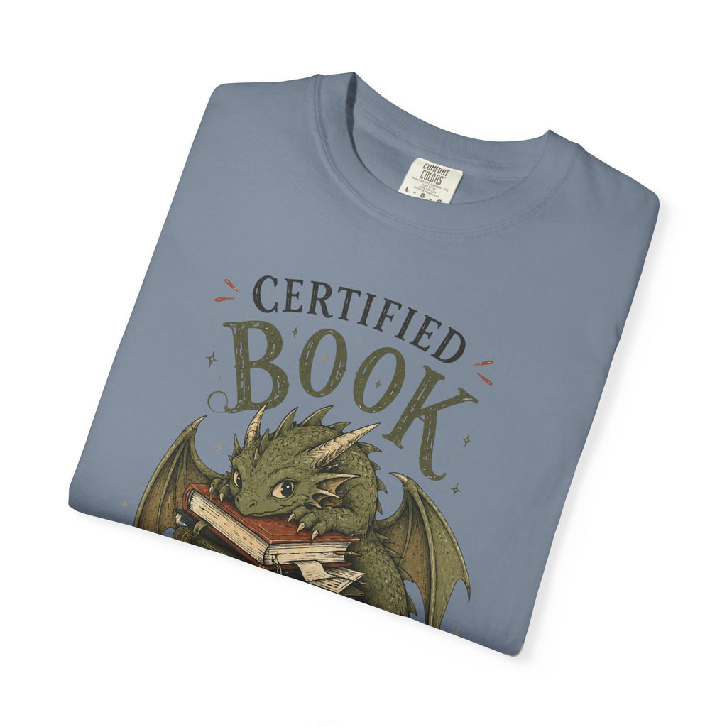 Certified Book Goblin T-Shirt — Cute Dragon Reading Graphic Tee for Book Lovers