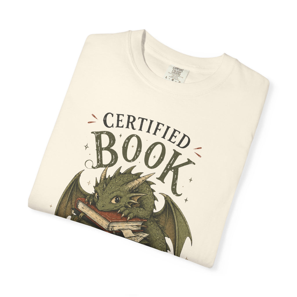 Certified Book Goblin T-Shirt — Cute Dragon Reading Graphic Tee for Book Lovers