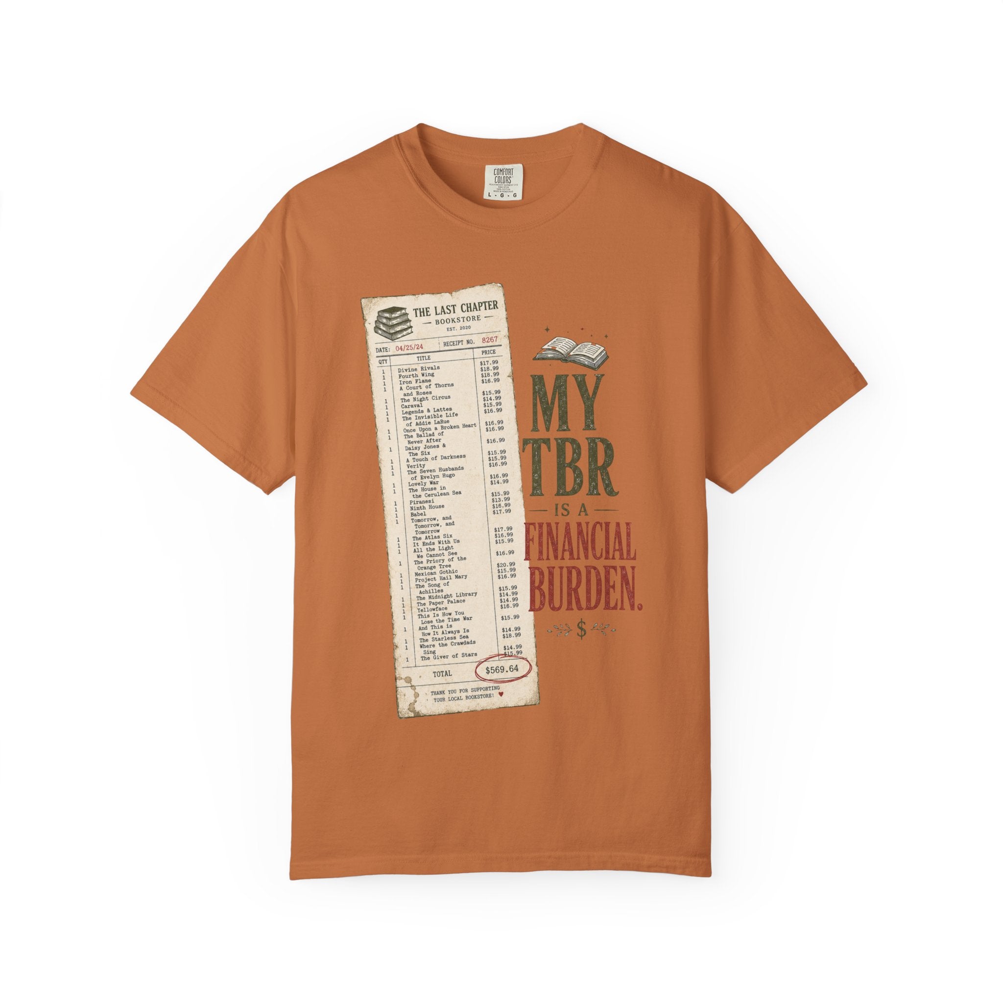 T-Shirt — "My TBR Is a Financial Burden" Book Lover Tee