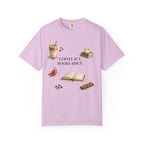 Coffee Icy, Books Spicy T-Shirt — Literary Coffee Lover Tee