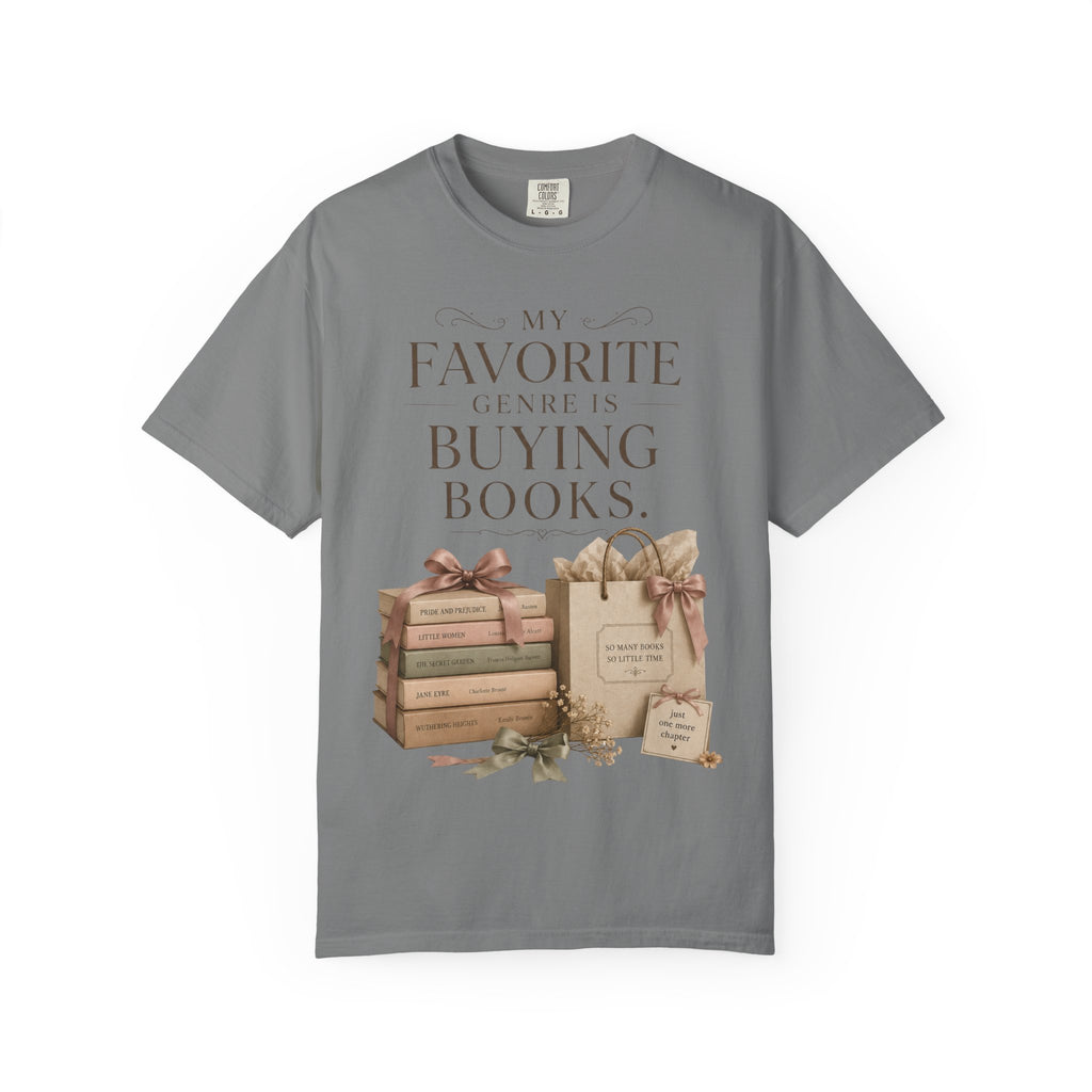 Book Lover T-Shirt — "My Favorite Genre Is Buying Books" Graphic Tee