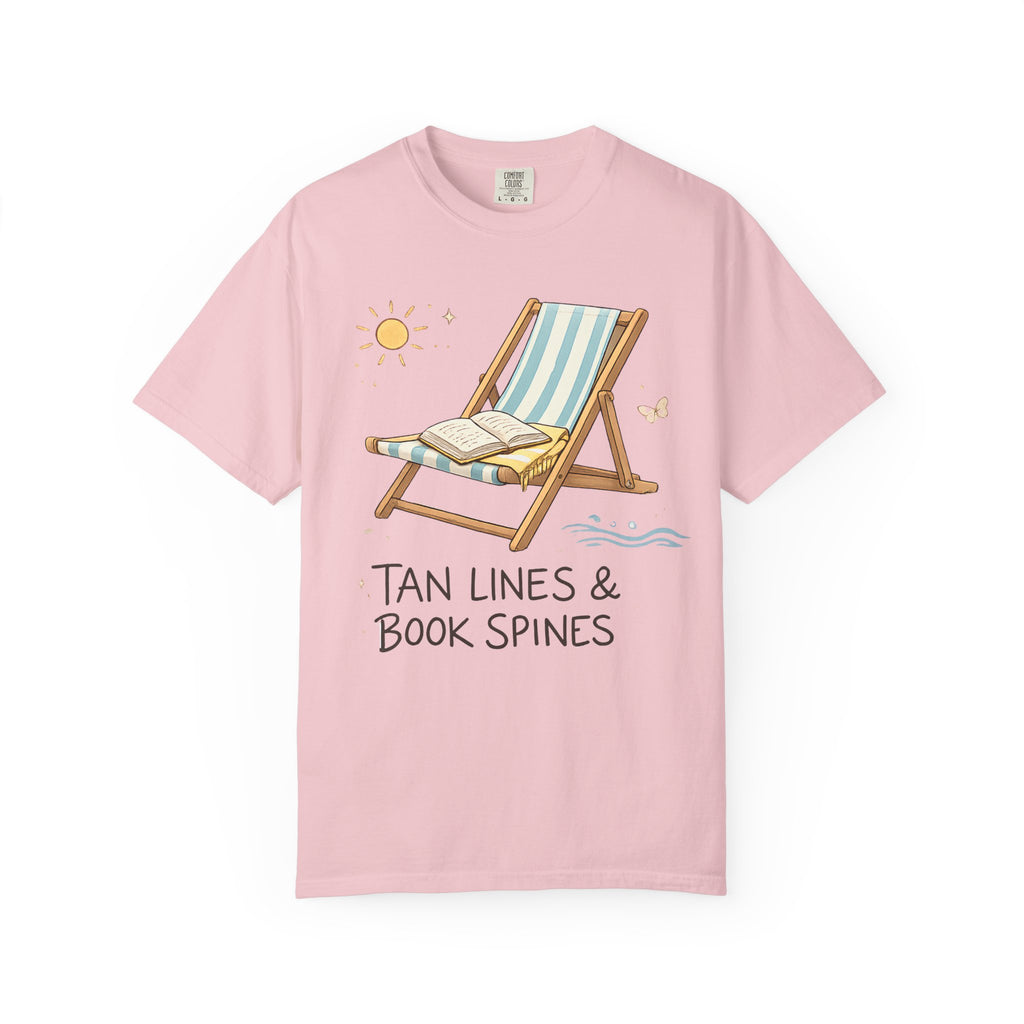 Beach Reading T-Shirt — "Tan Lines & Book Spines" Summer Reader Tee