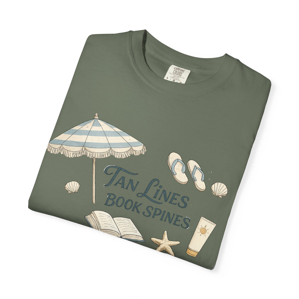 Beach Reading T-Shirt — "Tan Lines, Book Spines" Summer Graphic Tee
