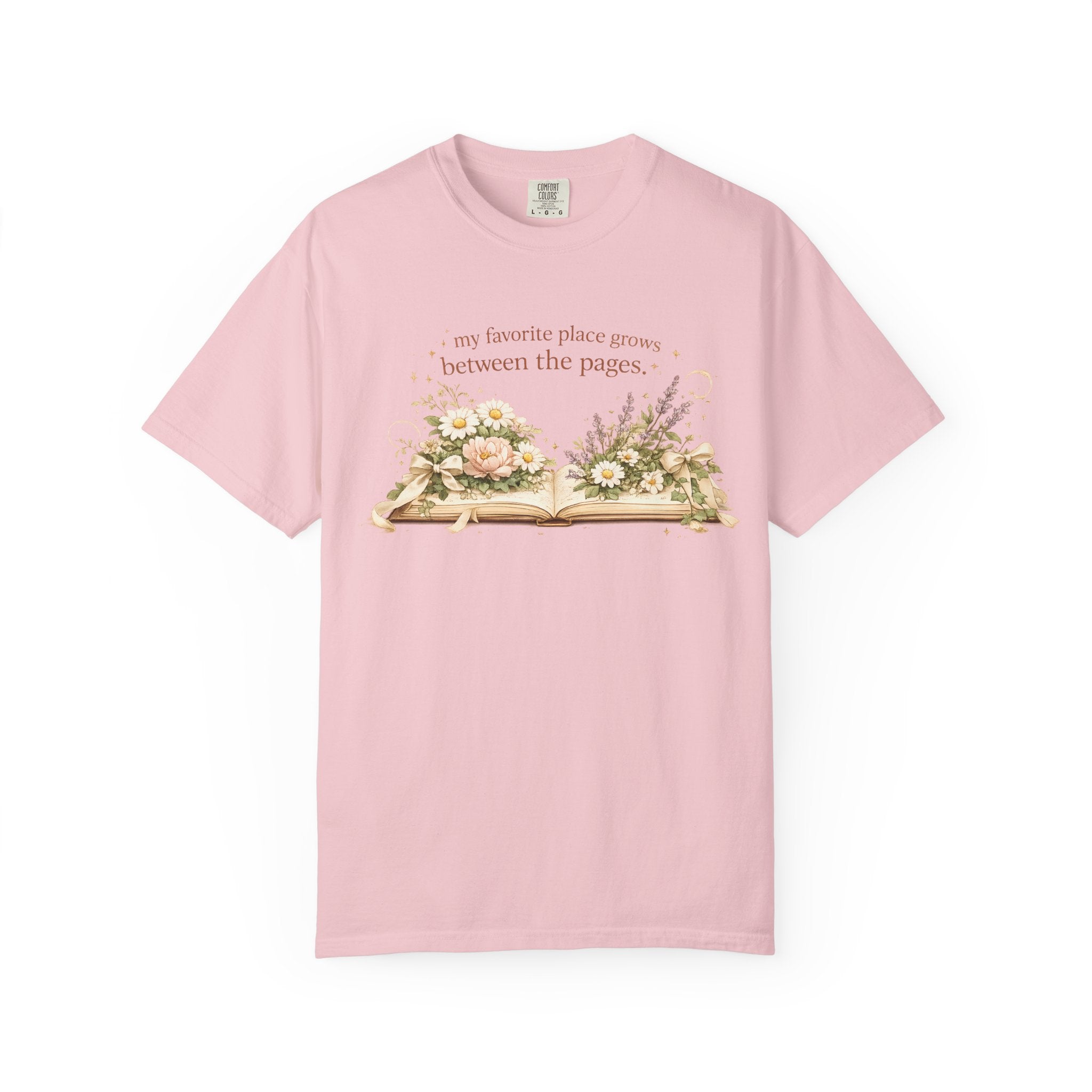 Book Lover Floral T-Shirt — "My favorite place is between the pages" Reading Tee