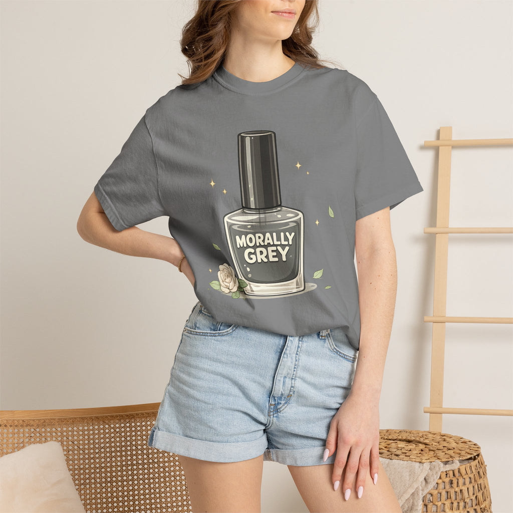 T-Shirt — 'Morally Grey' Nail Polish Graphic Tee