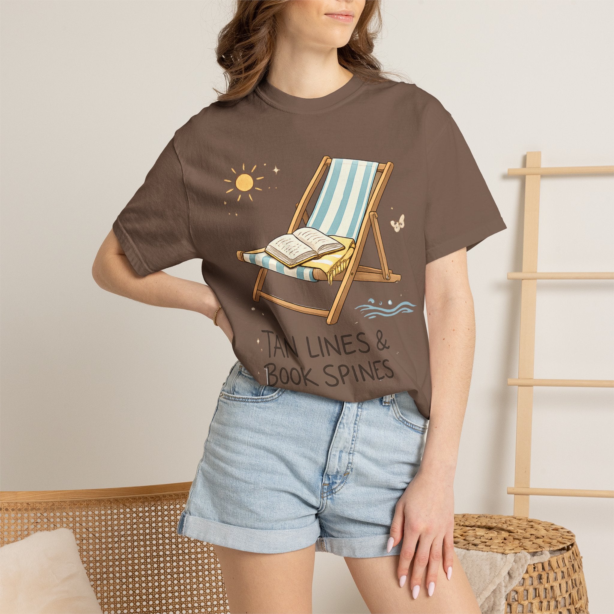 Beach Reading T-Shirt — "Tan Lines & Book Spines" Summer Reader Tee