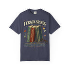 Book Lover T-Shirt — "I Crack Spines and I'll Do It Again" Vintage Stack Graphic