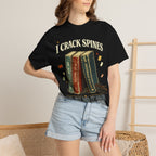 Book Lover T-Shirt — "I Crack Spines and I'll Do It Again" Vintage Stack Graphic