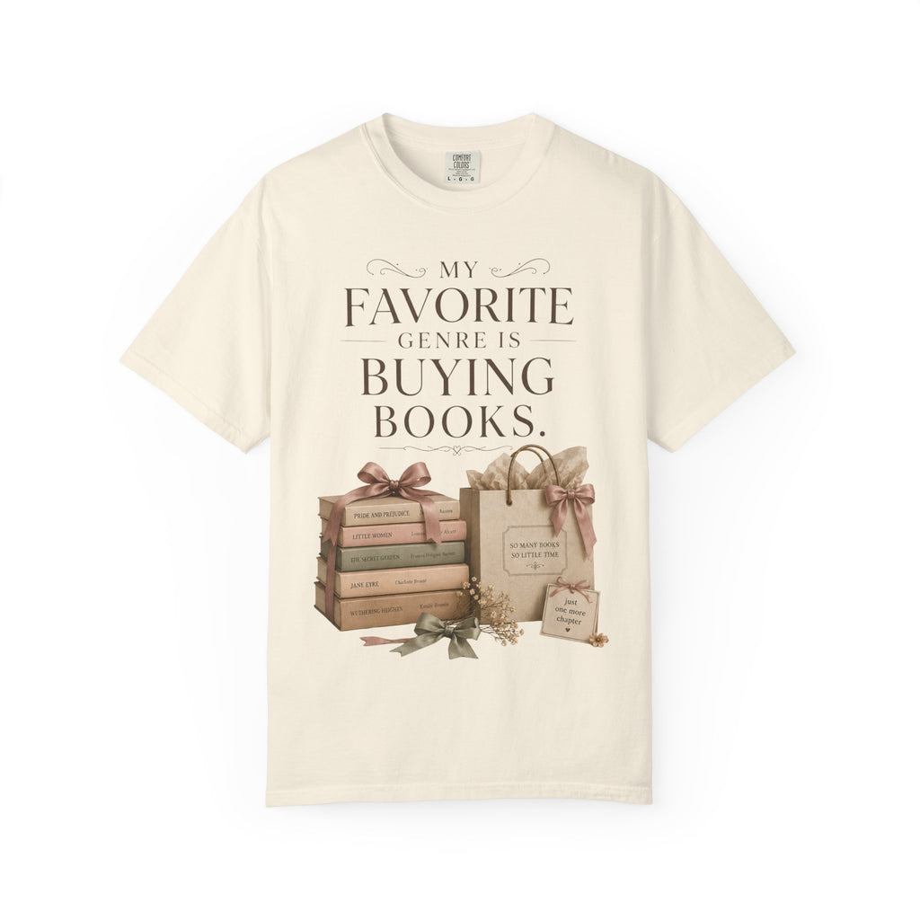 Book Lover T-Shirt — "My Favorite Genre Is Buying Books" Graphic Tee