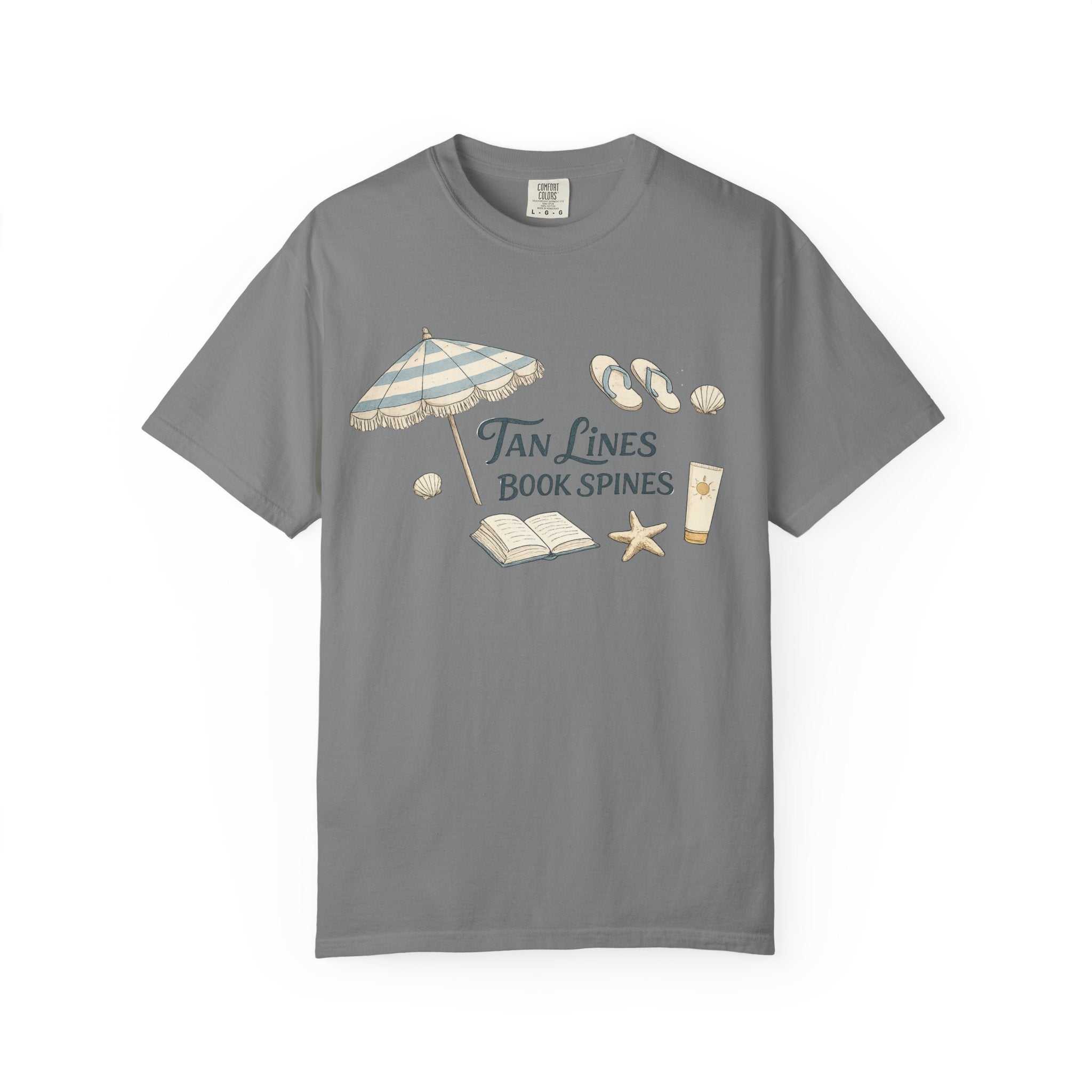 Beach Reading T-Shirt — "Tan Lines, Book Spines" Summer Graphic Tee