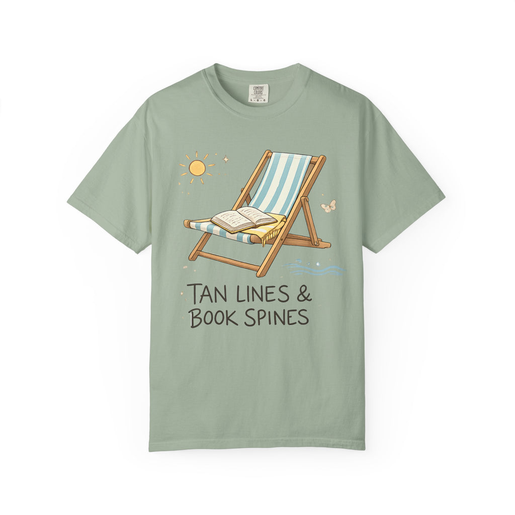 Beach Reading T-Shirt — "Tan Lines & Book Spines" Summer Reader Tee