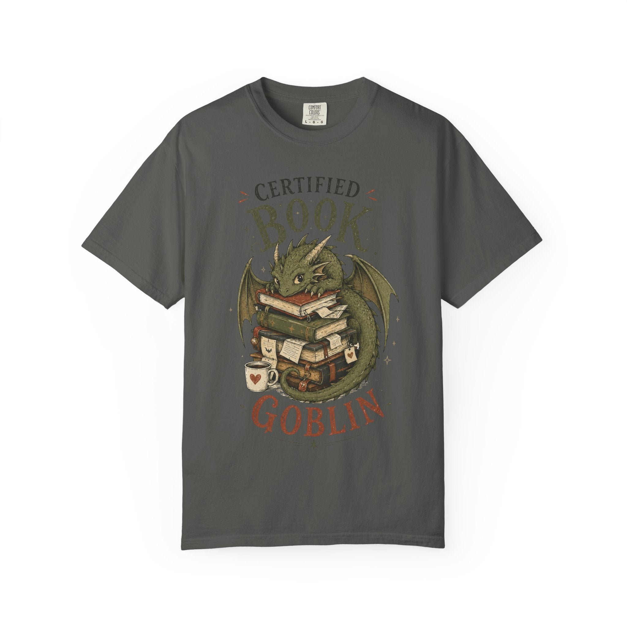 Certified Book Goblin T-Shirt — Cute Dragon Reading Graphic Tee for Book Lovers