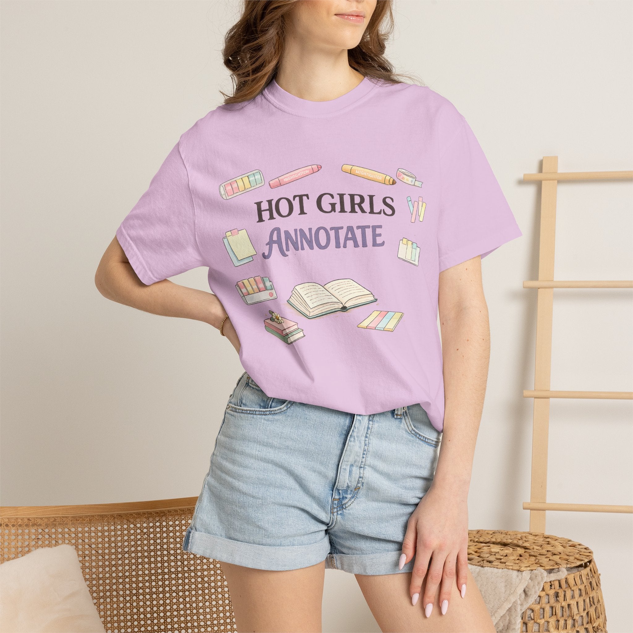 Hot Girls Annotate T-Shirt — Cute Study/Bookish Graphic Tee for Students & Readers