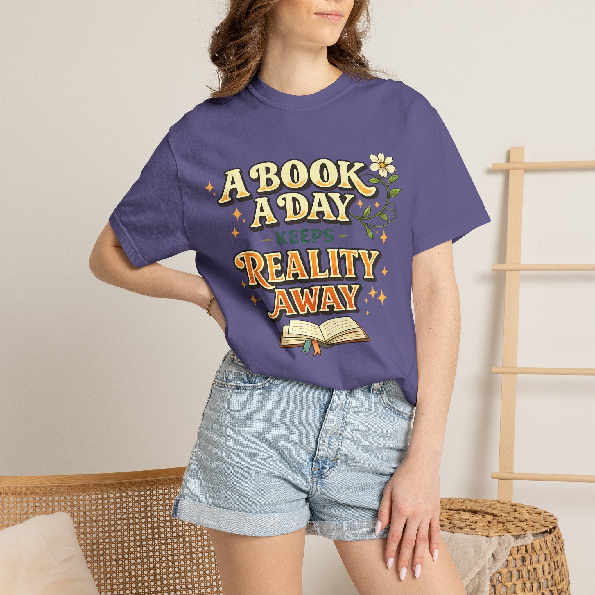 T-Shirt — “A Book A Day Keeps Reality Away” Vintage Reading Tee