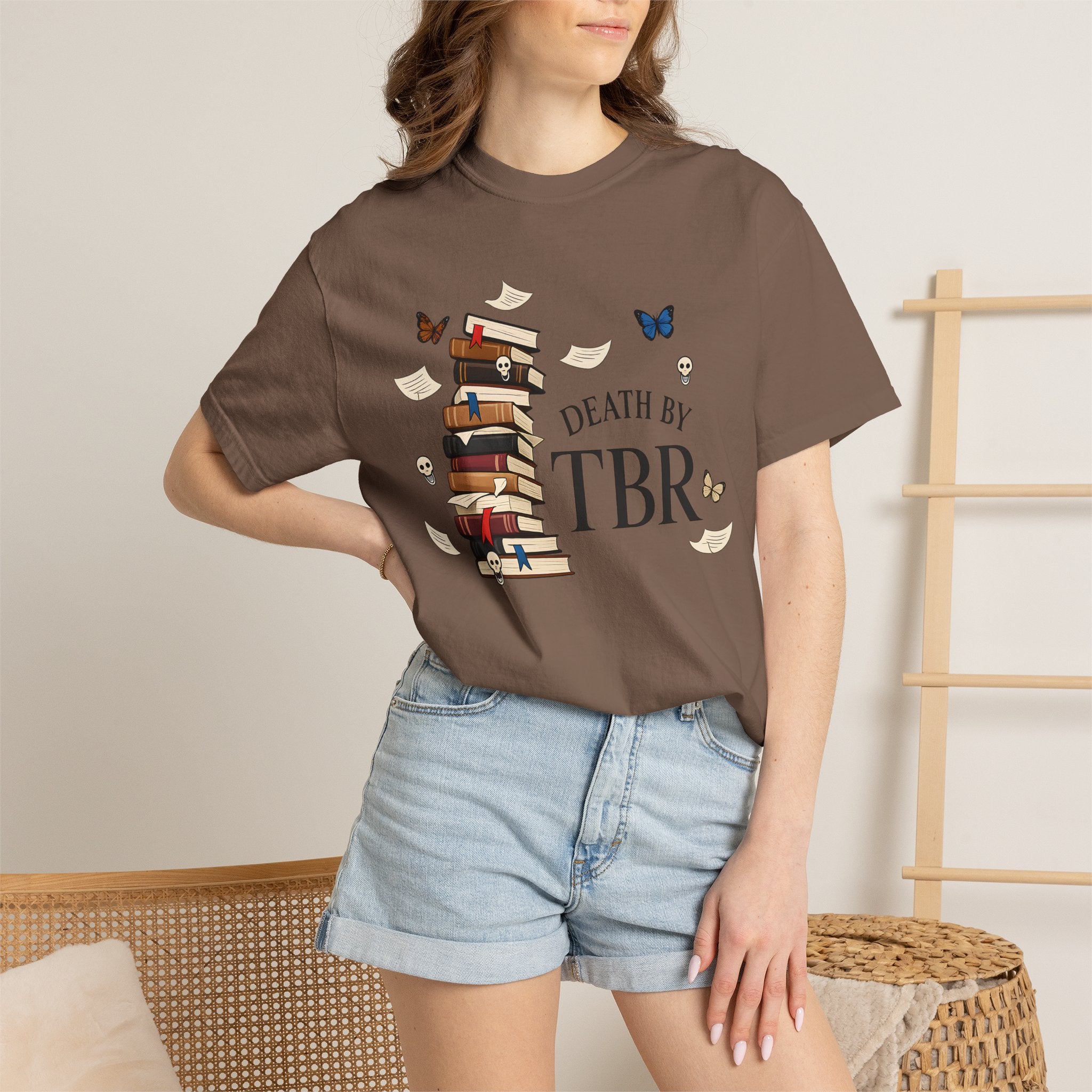 Death by TBR Book Stack T-Shirt — Reader Gift Graphic Tee