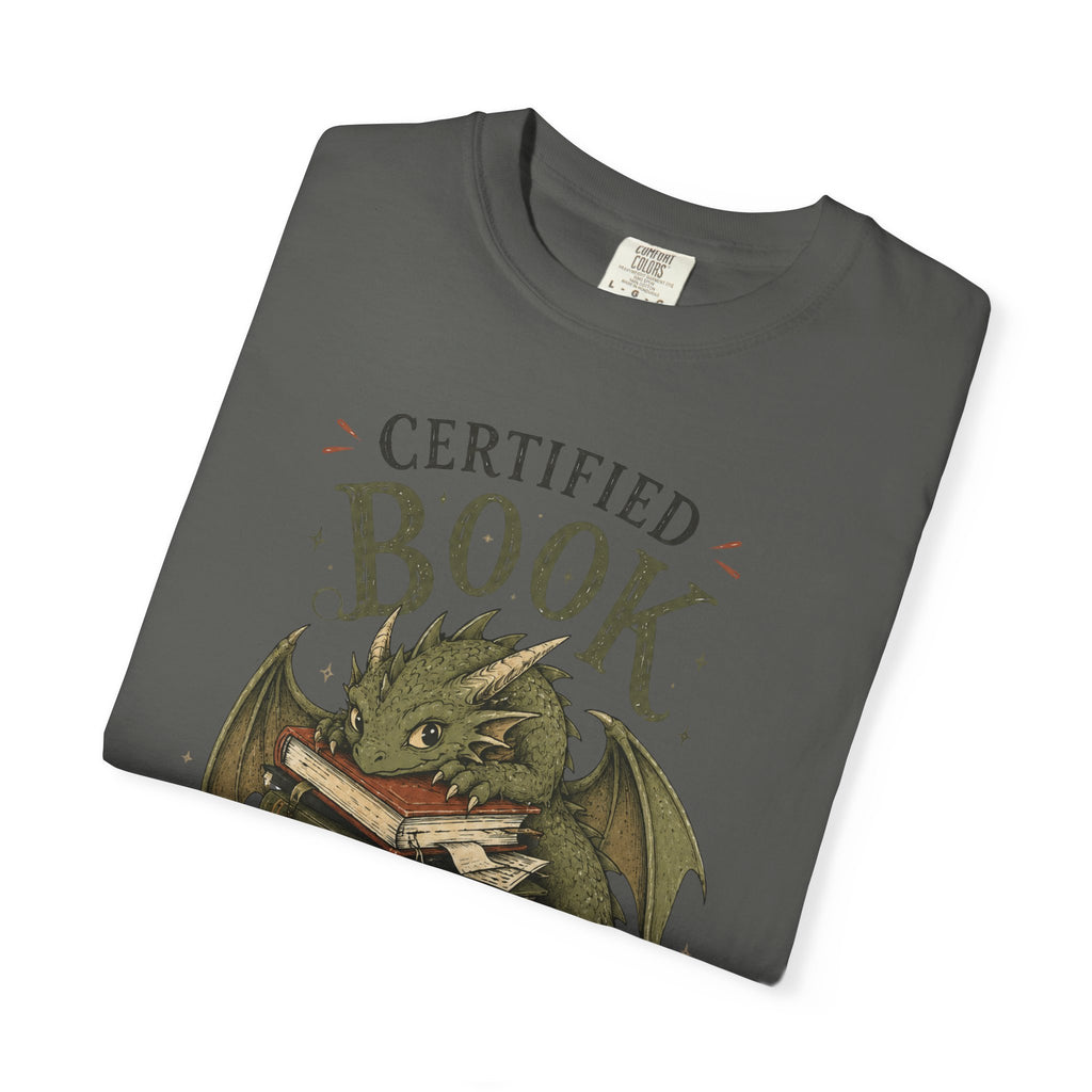 Certified Book Goblin T-Shirt — Cute Dragon Reading Graphic Tee for Book Lovers