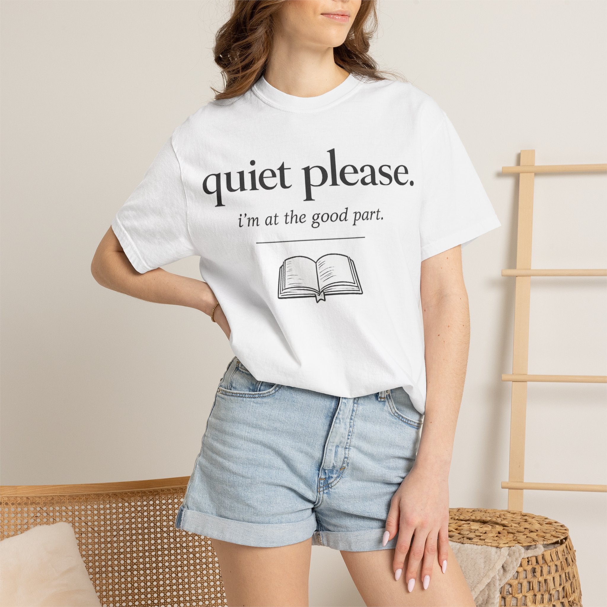 Quiet Please Book Lover T-Shirt — "i'm at the good part." Reading Tee