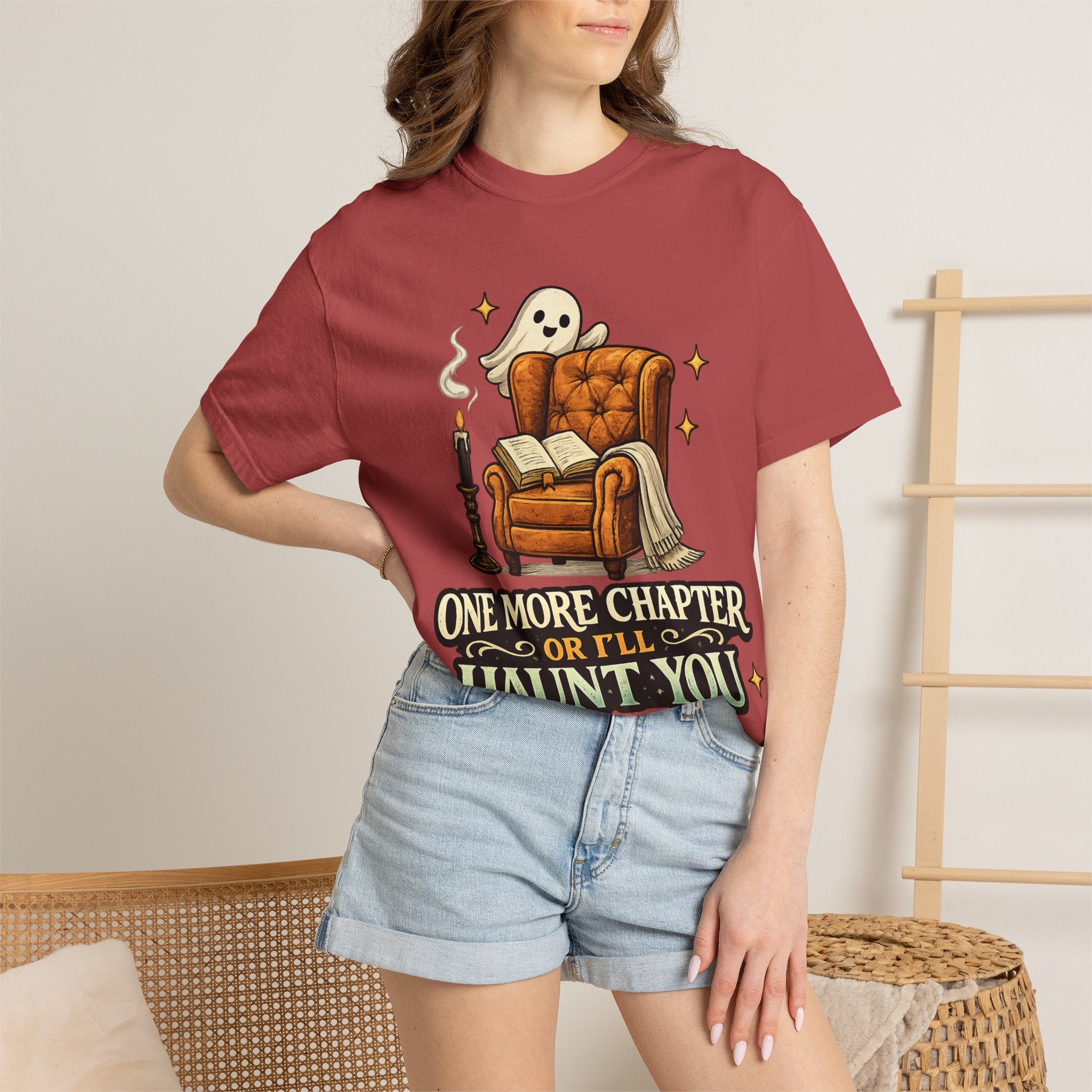 T-Shirt — “One More Chapter or I’ll Haunt You” Ghost Reading Tee