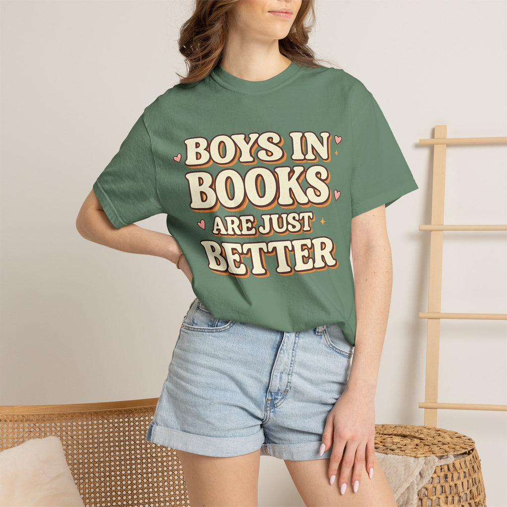 T-Shirt — "Boys in Books Are Just Better" Retro Literary Tee