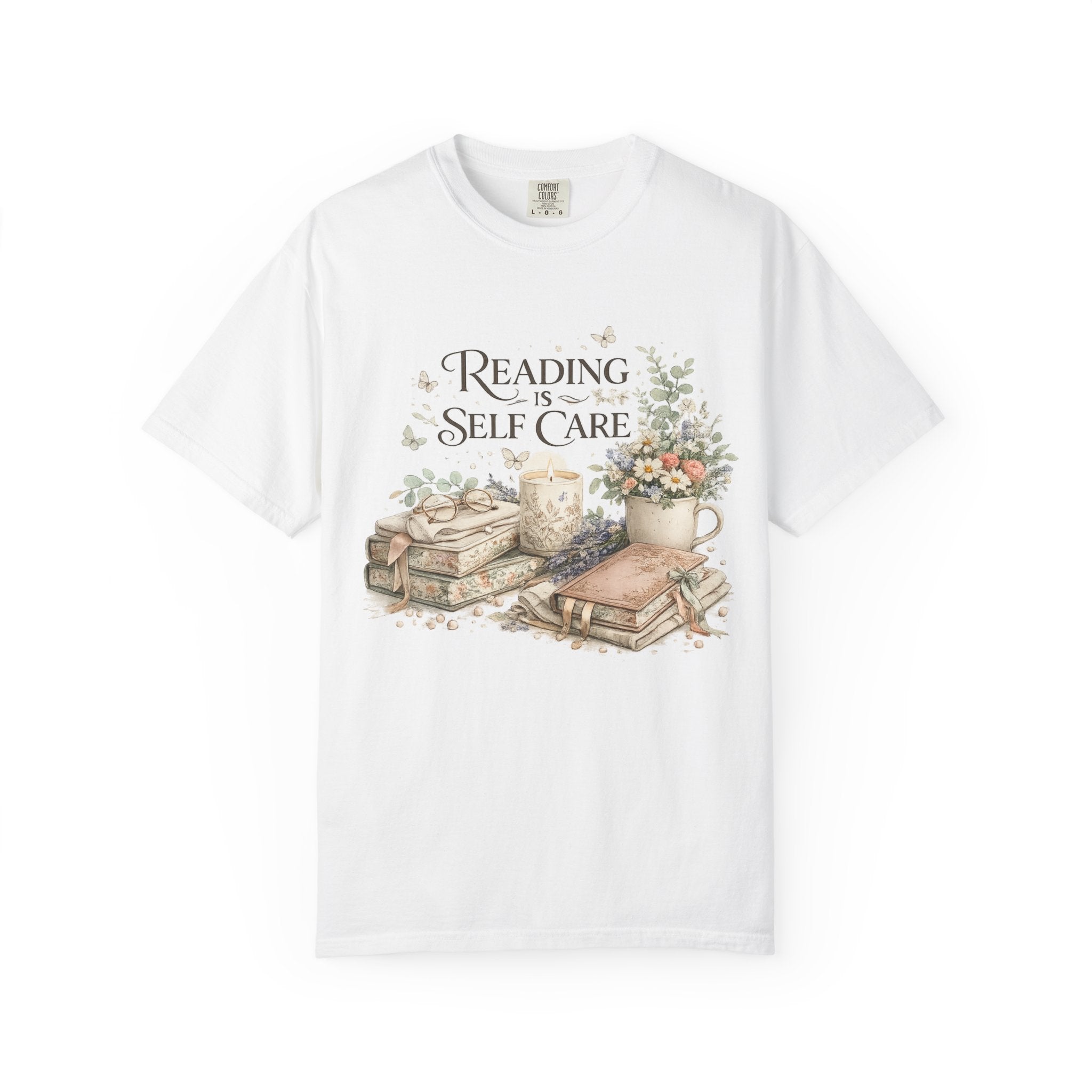 Reading Is Self Care T-Shirt — Cozy Floral Book Lover Tee