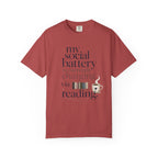 Reading Recharge T-Shirt — "My Social Battery Is Currently Charging via Reading" Booklover Tee