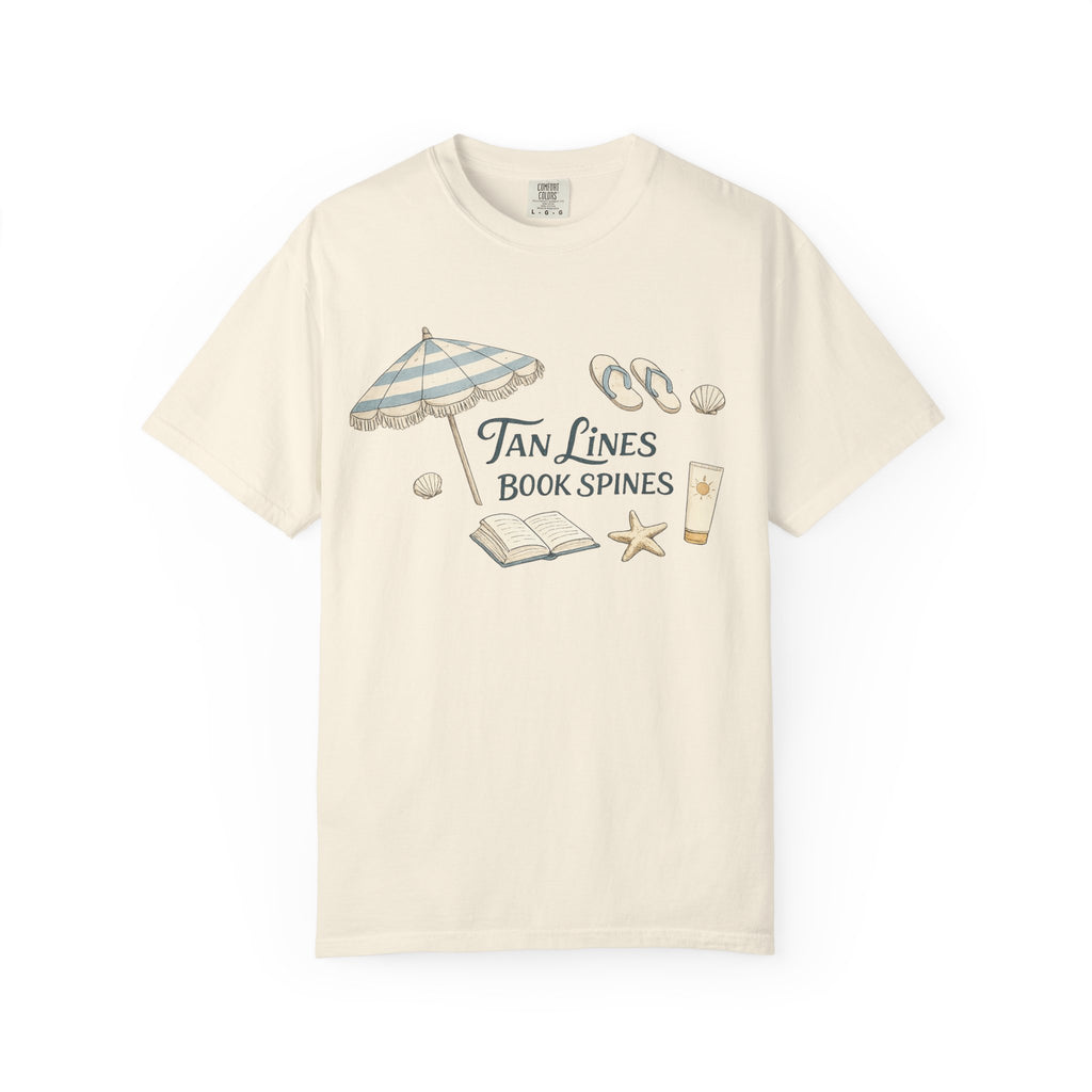 Beach Reading T-Shirt — "Tan Lines, Book Spines" Summer Graphic Tee