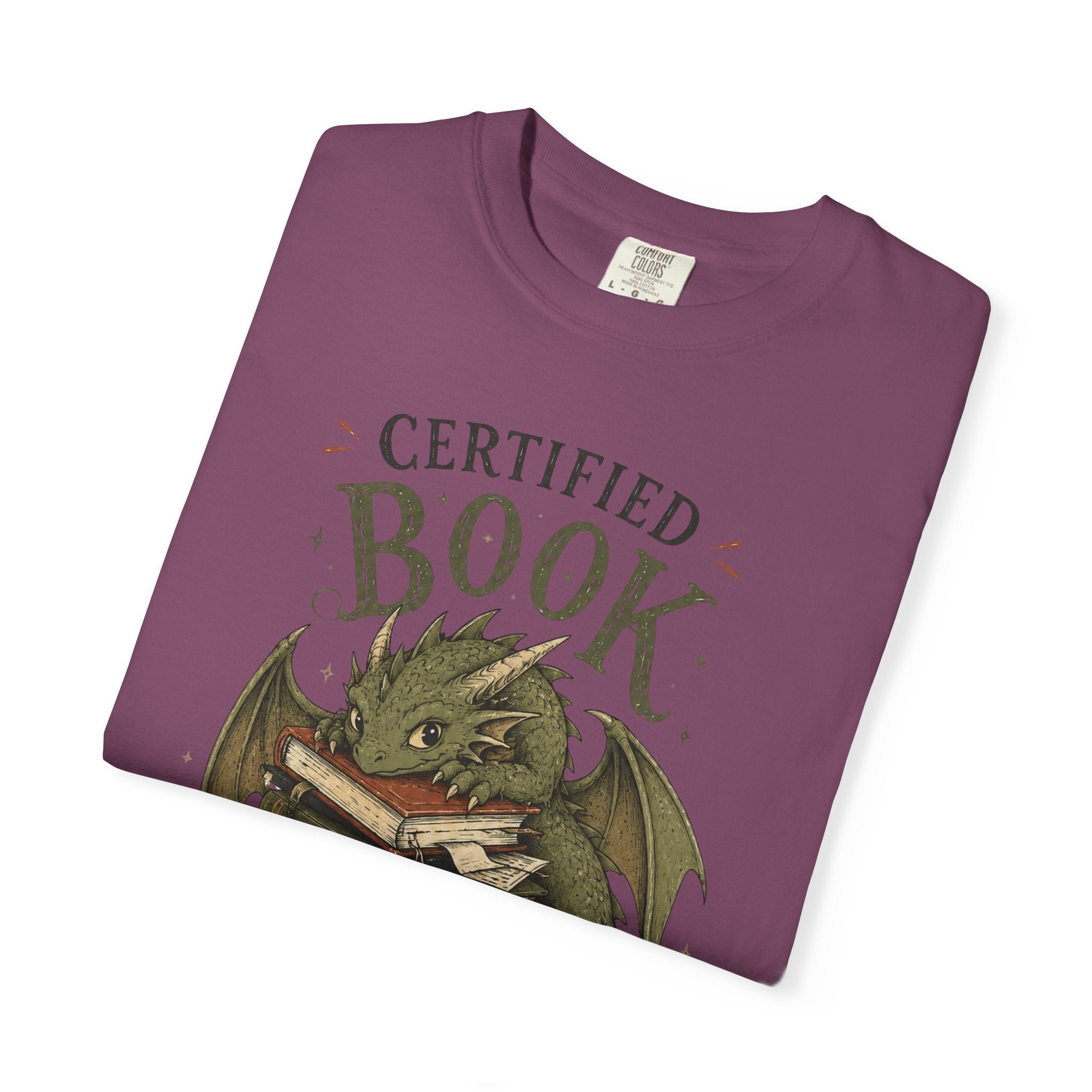Certified Book Goblin T-Shirt — Cute Dragon Reading Graphic Tee for Book Lovers