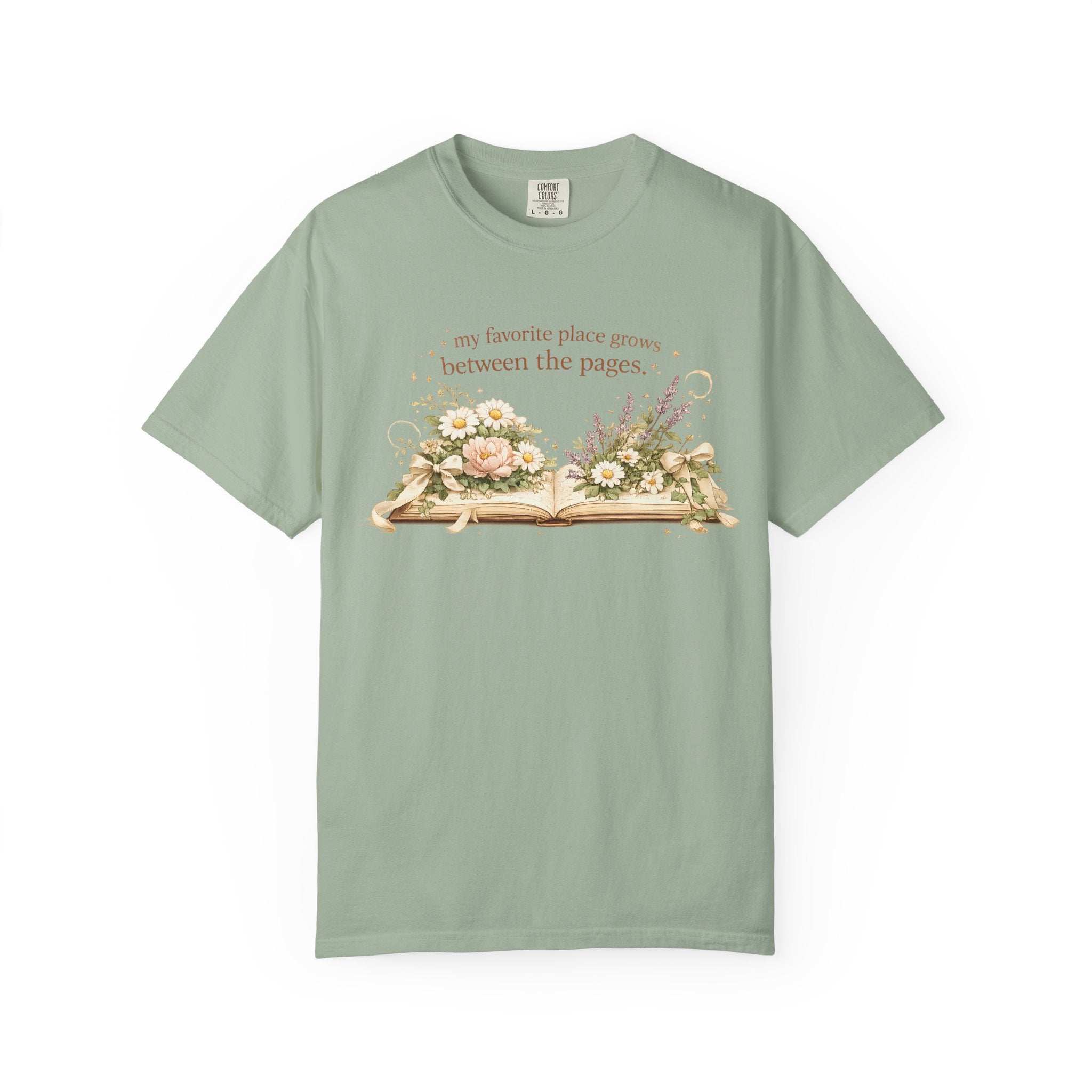 Book Lover Floral T-Shirt — "My favorite place is between the pages" Reading Tee