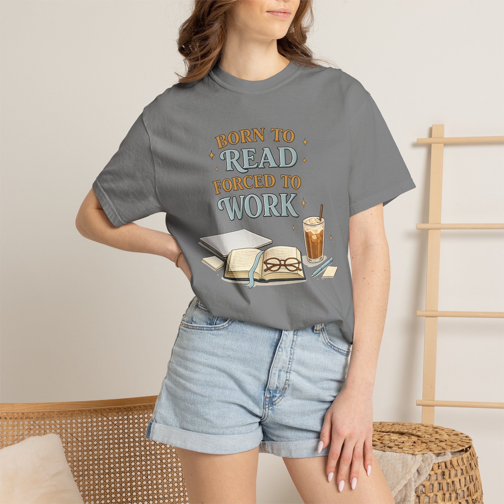 Reading Lover T-Shirt — "Born to Read, Forced to Work" Graphic Tee