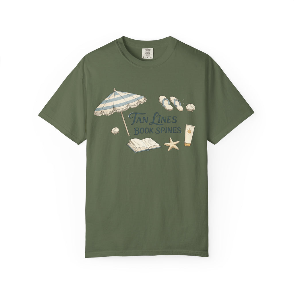 Beach Reading T-Shirt — "Tan Lines, Book Spines" Summer Graphic Tee