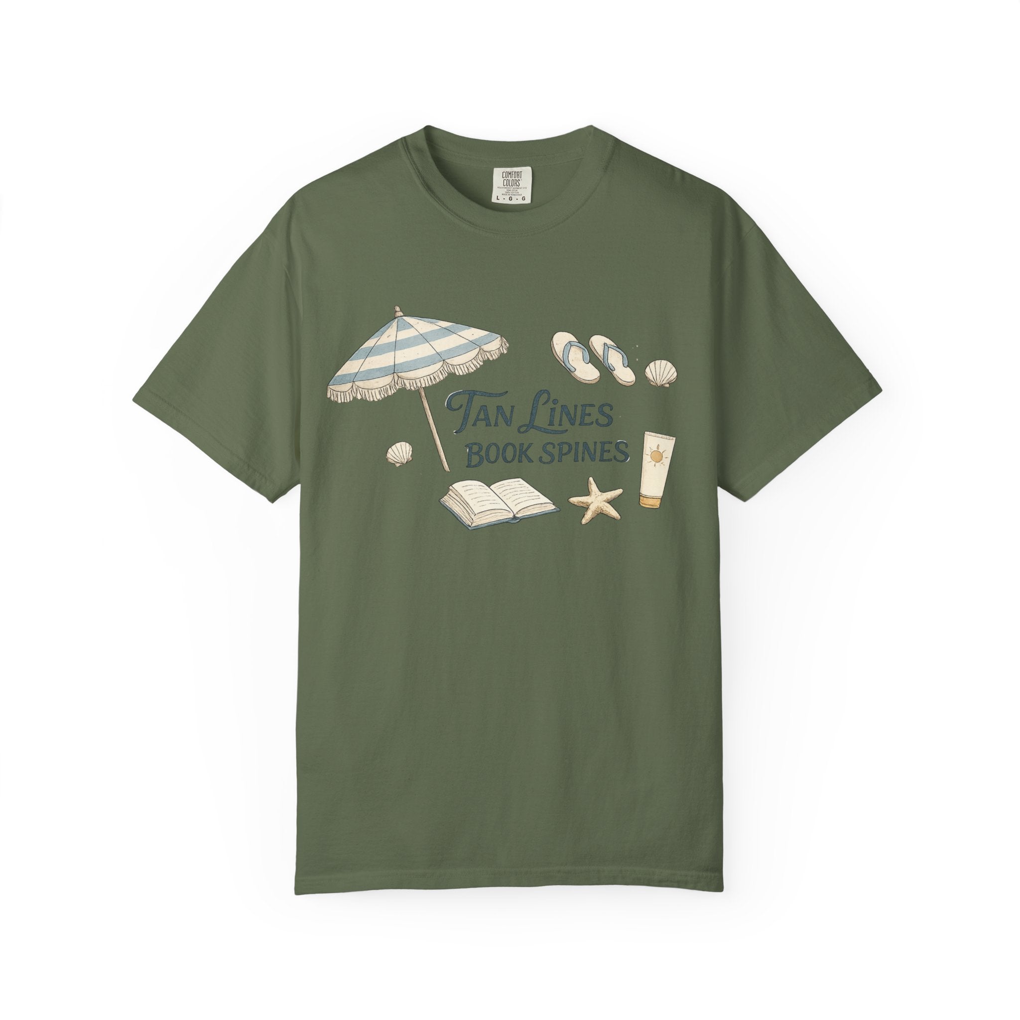 Beach Reading T-Shirt — "Tan Lines, Book Spines" Summer Graphic Tee