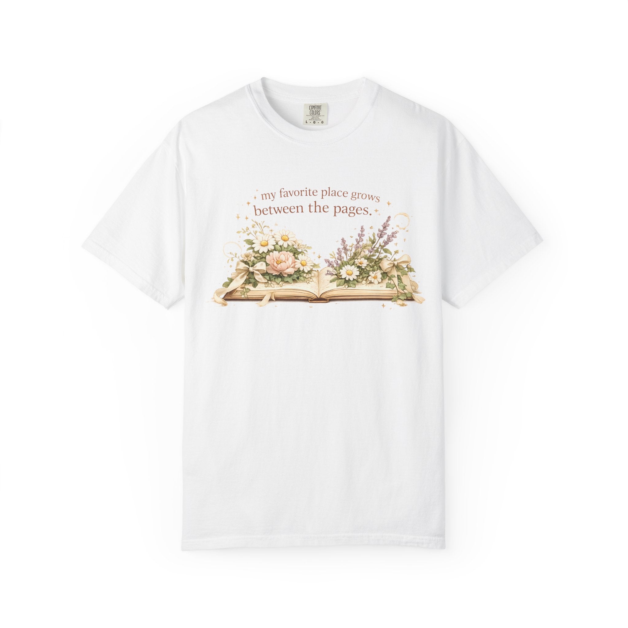 Book Lover Floral T-Shirt — "My favorite place is between the pages" Reading Tee