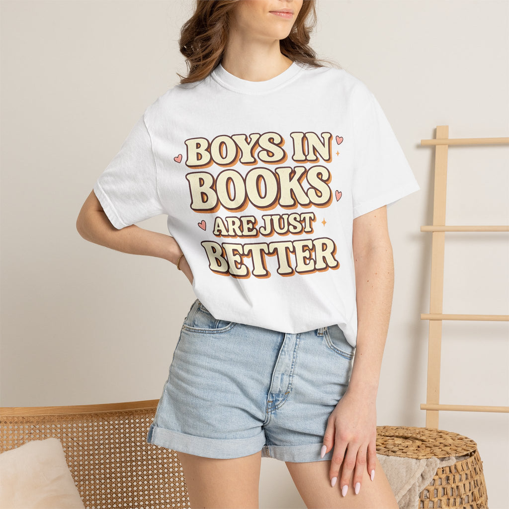 T-Shirt — "Boys in Books Are Just Better" Retro Literary Tee