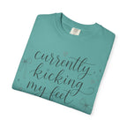 Graphic T-Shirt — “Currently Kicking My Feet Over Fictional Men” Printed Tee for Book Lovers