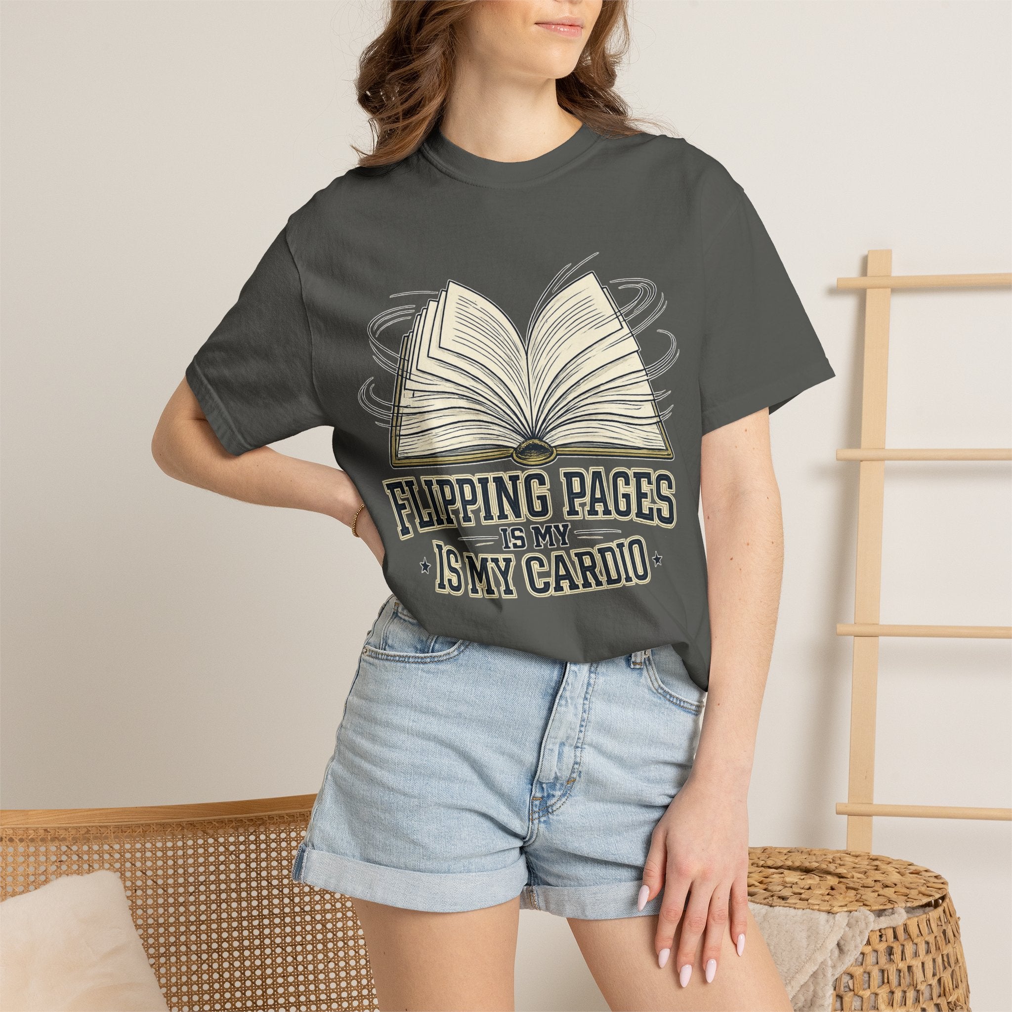 Book Lover T-Shirt — "Flipping Pages Is My Cardio" Graphic Tee