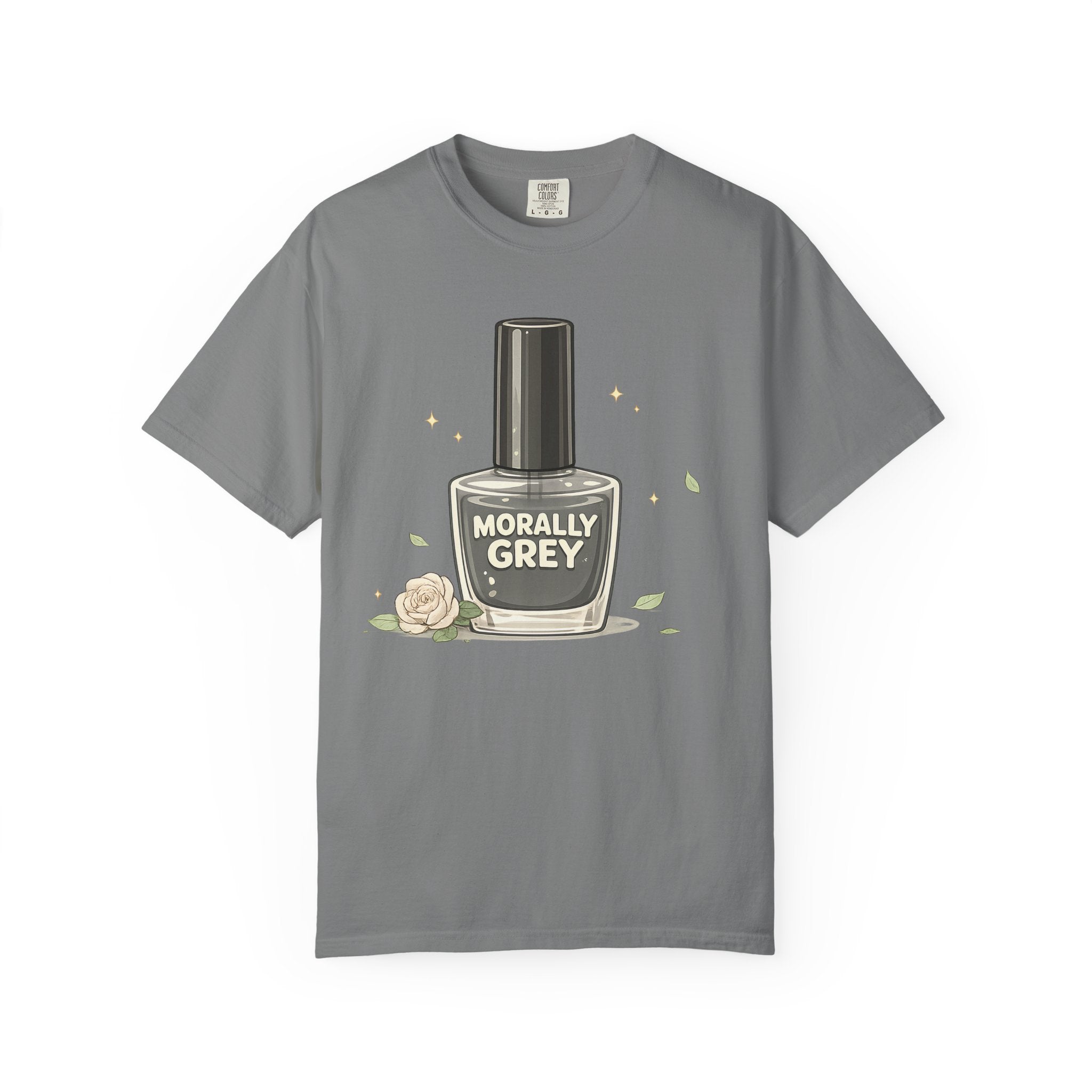 T-Shirt — 'Morally Grey' Nail Polish Graphic Tee