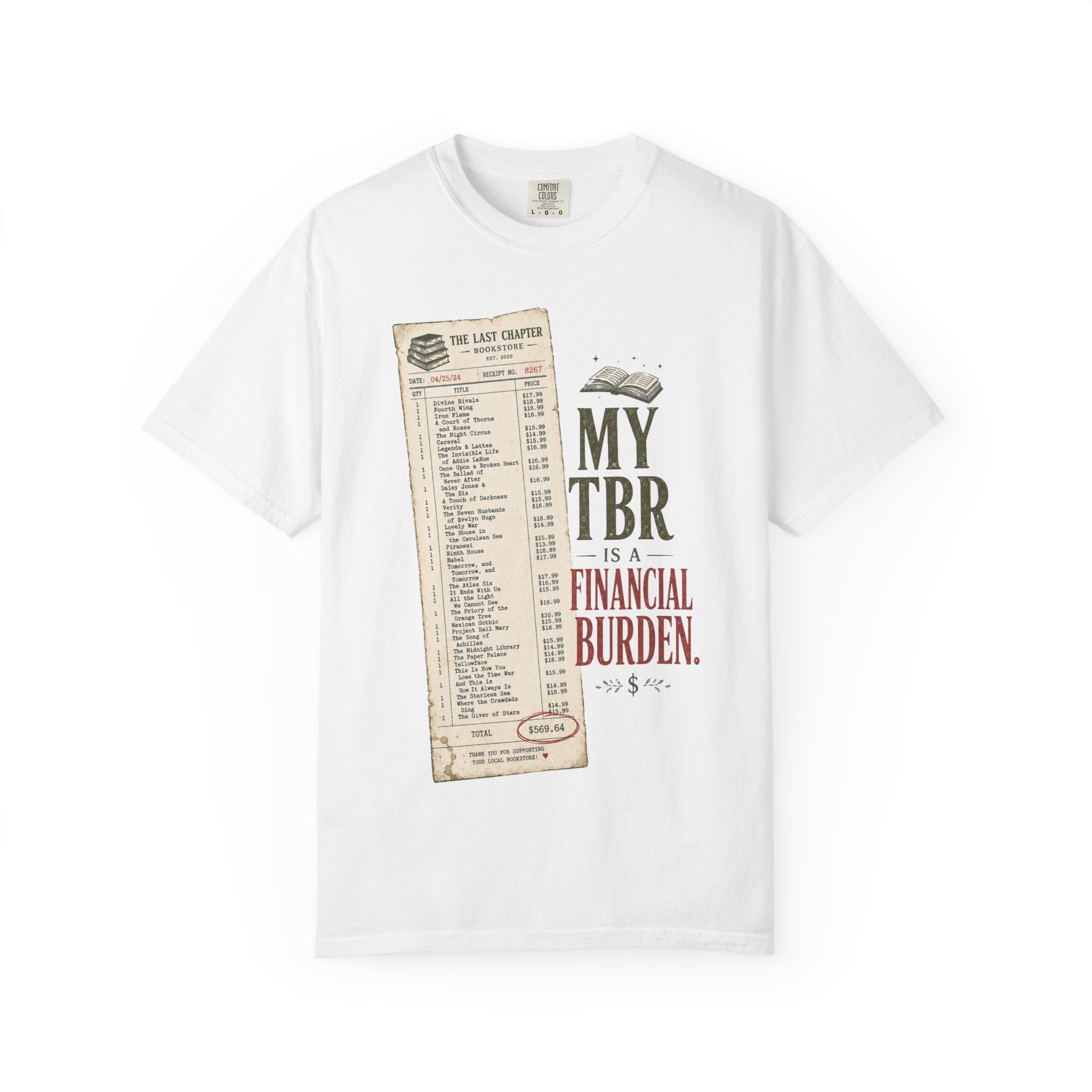T-Shirt — "My TBR Is a Financial Burden" Book Lover Tee