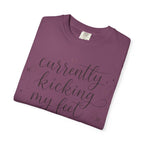 Graphic T-Shirt — “Currently Kicking My Feet Over Fictional Men” Printed Tee for Book Lovers