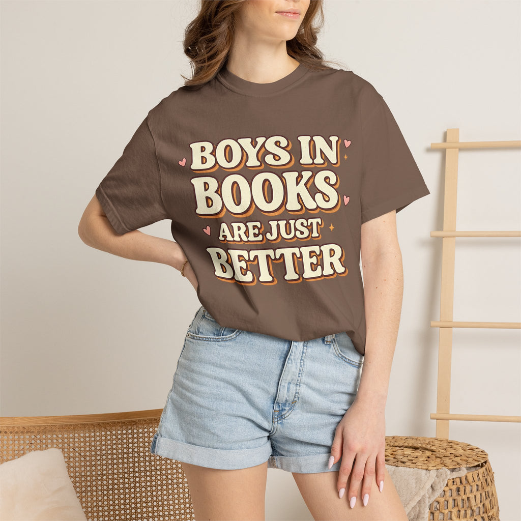 T-Shirt — "Boys in Books Are Just Better" Retro Literary Tee